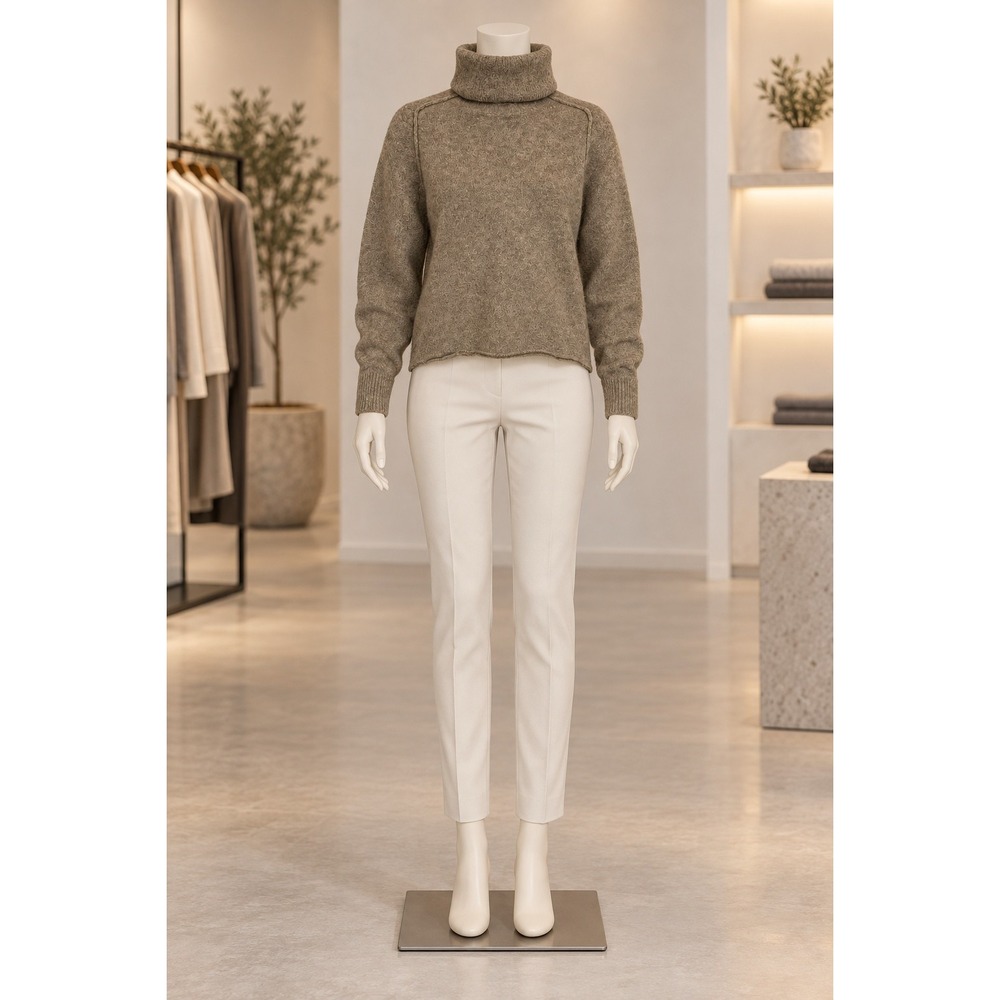 Uniqlo U Womens Turtleneck Sweater Oatmeal Beige 100% Wool Medium